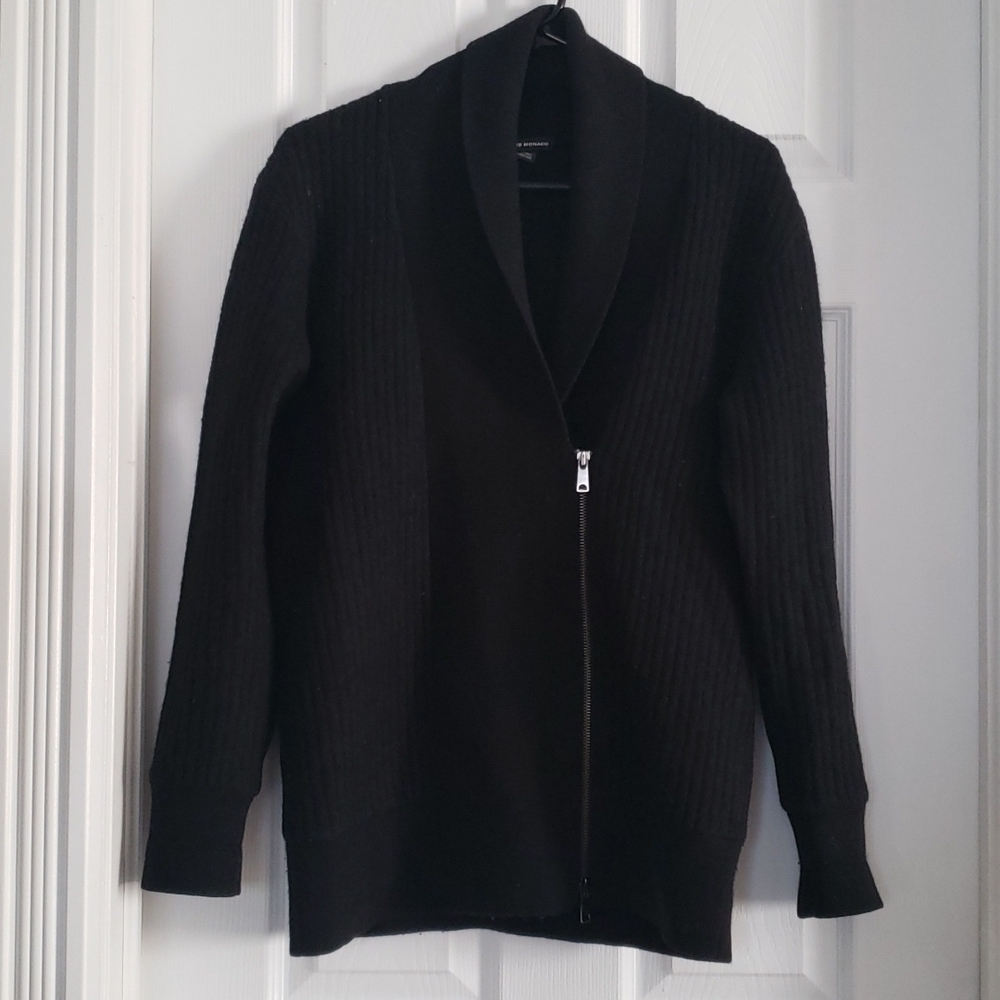 Club Monaco 100% Wool Asymmetrical Zip up Cardigan